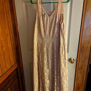 Tan flower lacy dress
